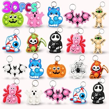 Bulk 30 Packs Push Fidget Bubble Mini Pop Fidget for Teens and Kids,Small Birthday Halloween Party Favors Supplies and Classroom Student Prizes Gifts