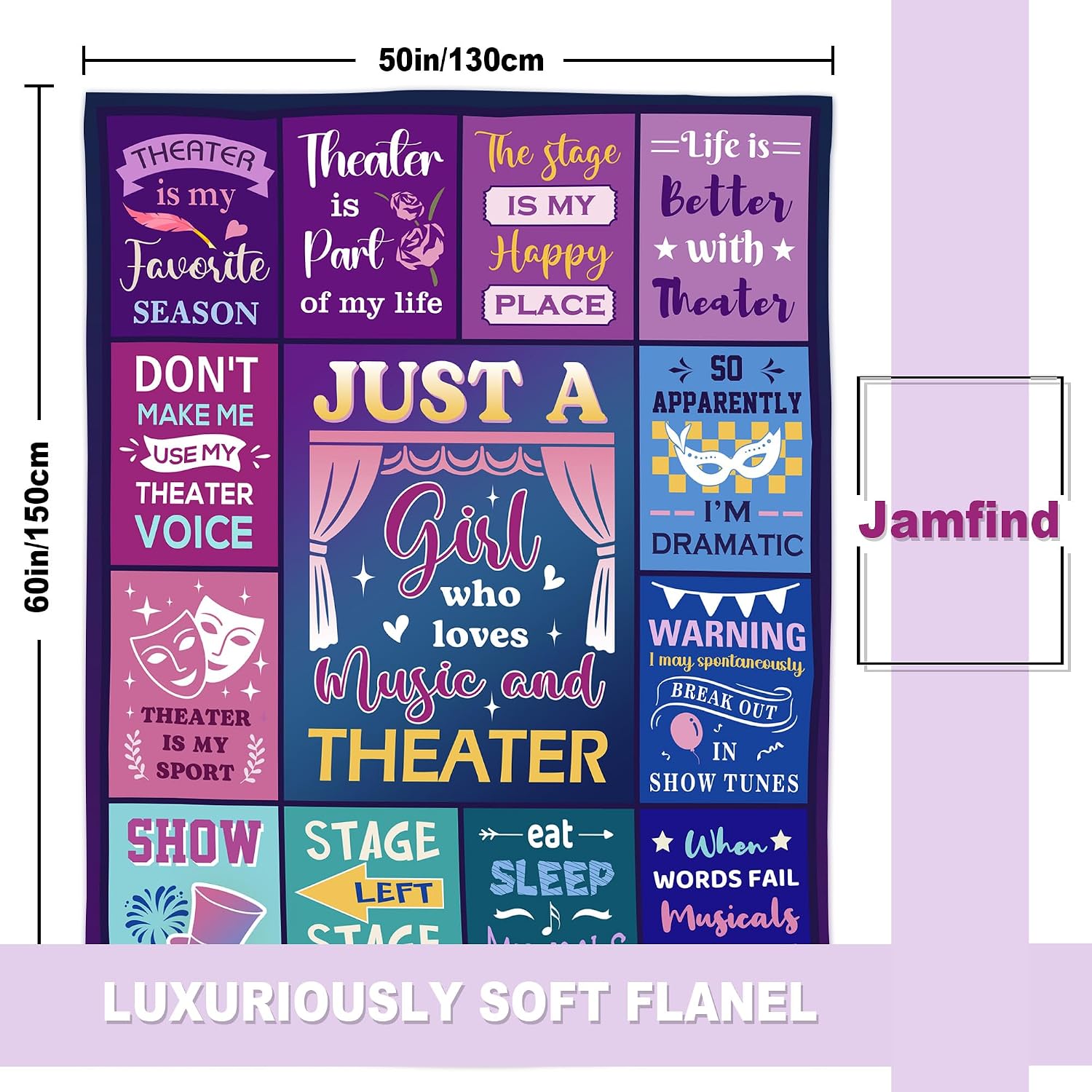 Theater Gifts, Theatre Gifts Blanket 60"x50", Musical Theater Gift for Kid Teen Girls, Christmas Birthday Broadway Gift for Actor