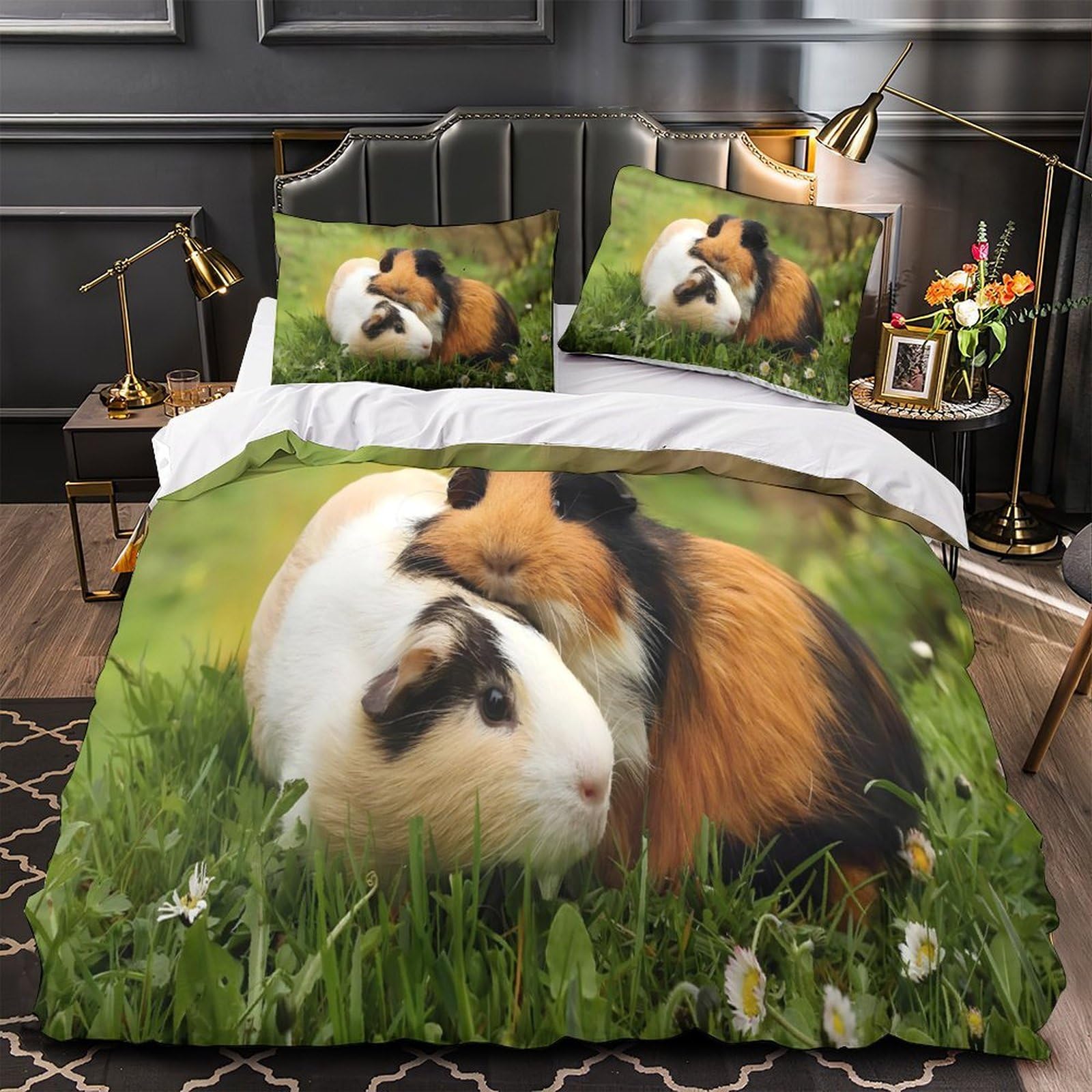 Parure de lit cochon d'inde 3D hypoallergique et respirante en microivre pour enfants
