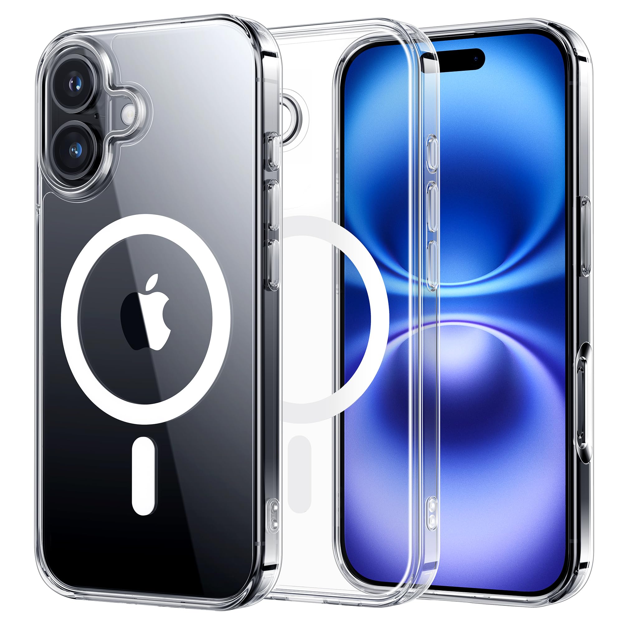 NIMASO for iPhone 16 Case Clear 6.1-Inch, Compatible with MagSafe, Shockproof Military-Grade Protection,Non-Yellowing, Slim Thin Magnetic Phone Case for iPhone 16, Clear