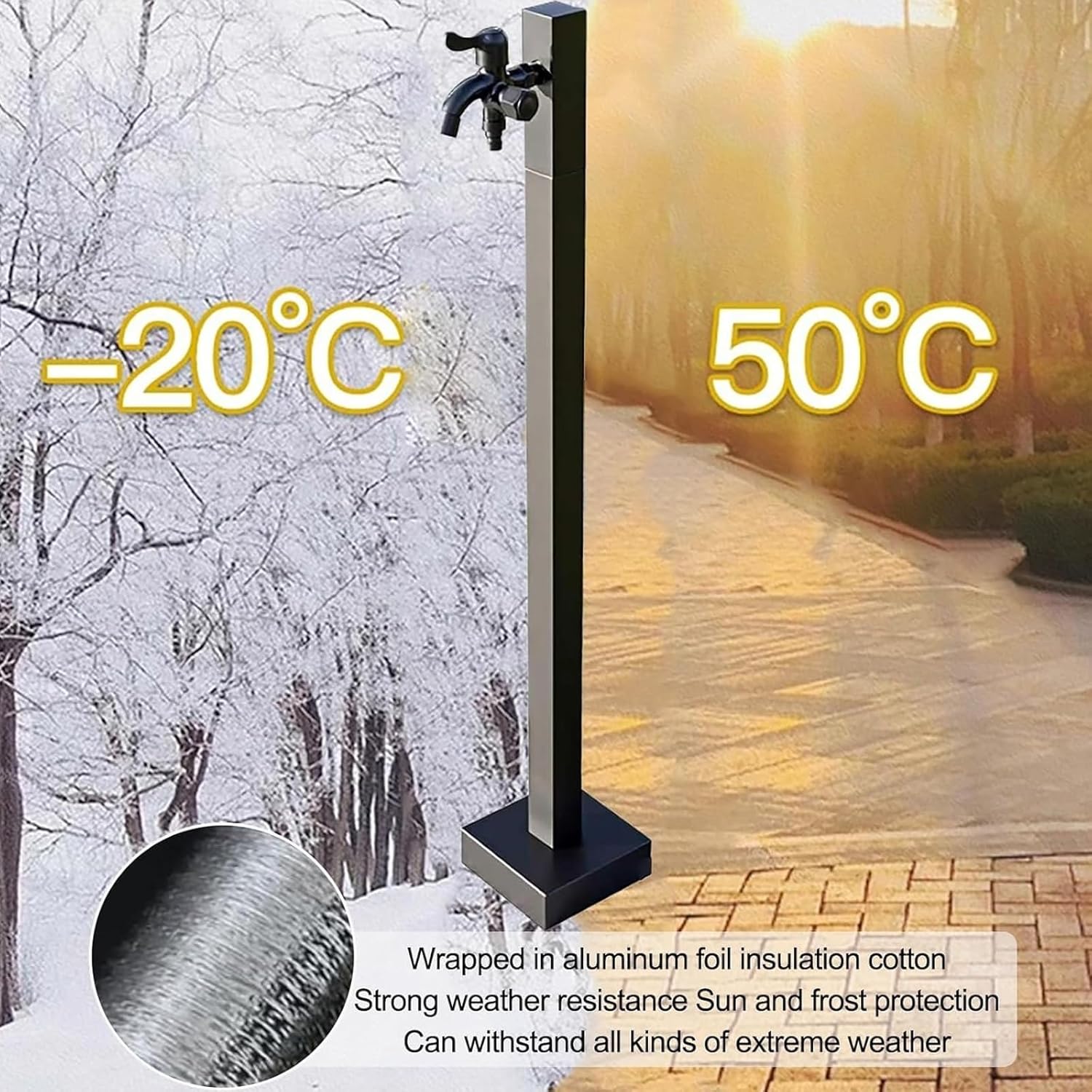 Stainless Steel Garden Water Column - Freestanding Decorative Vertical Water Feature for Irrigation, Washing & Fountains - Durable Outdoor Fixture