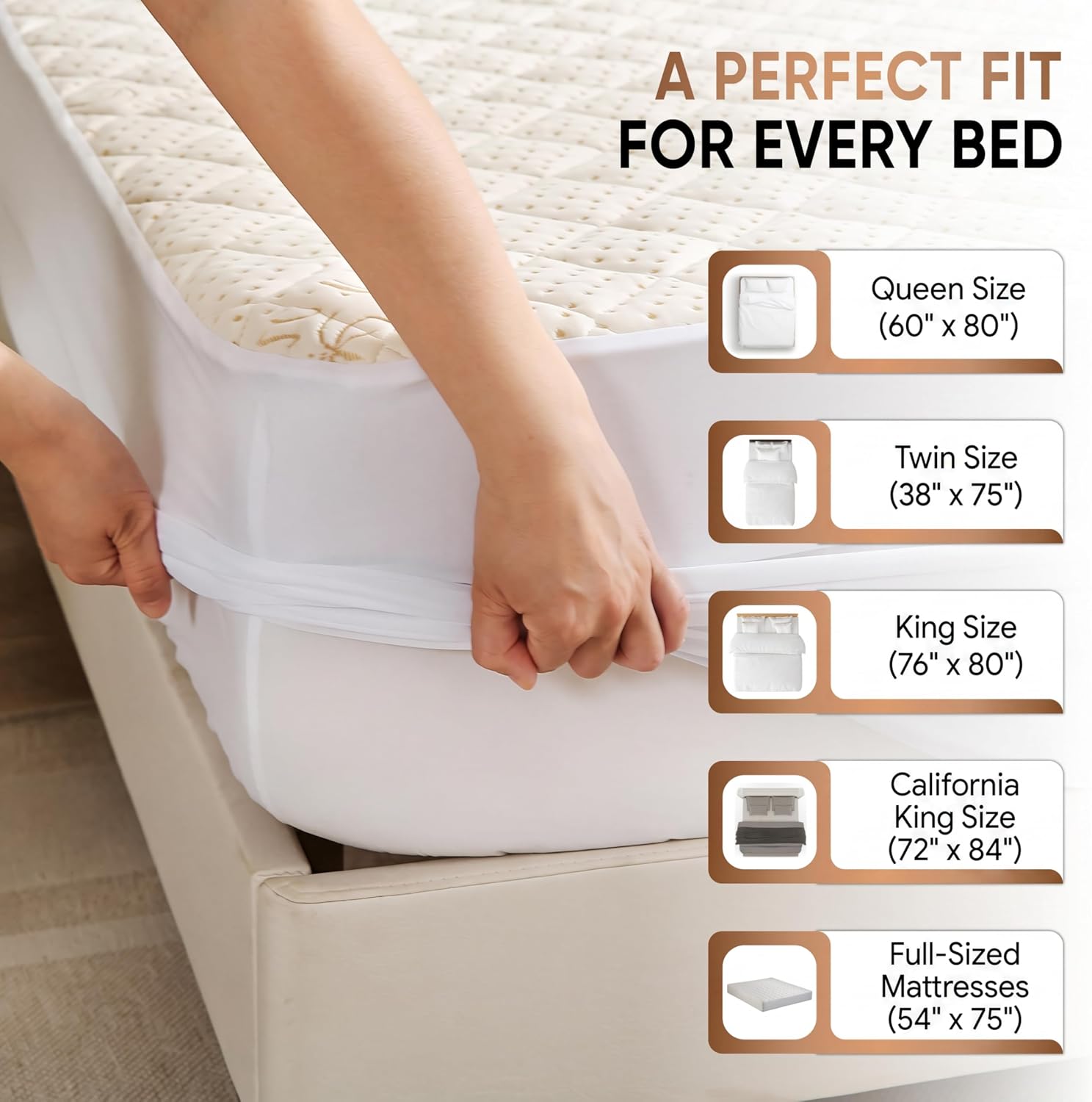 Luxury Quilted Organic Cotton Mattress Protector Calif King Size - Premium 380 GSM Waterproof & Breathable Pad - Deep Pocket Fitted Cover - Soft & Silent Protection