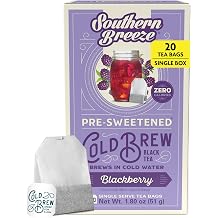 Southern Breeze Cold Brew Sweet Tea Blueberry, 20 Bags Pack of 1 | Southern-style sweet tea, zero sugar and zero carbs steeps in cold water. Perfect for home, office, and on-the-go.