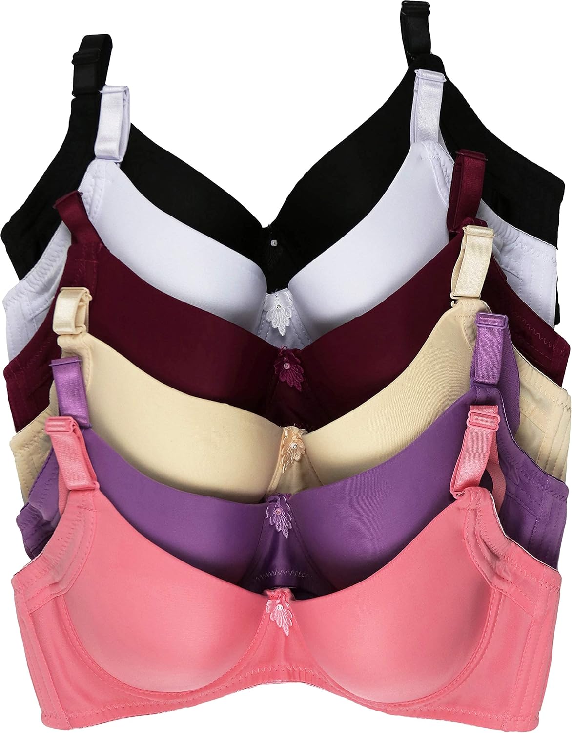 ToBeInStyle Women's Pack of 6 Wired Padded T-Shirt Bras with Wide Wings - Image 5