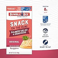 Vista 3 de Bumble Bee Snack On The Run Salmon Salad with Crackers Kit (Pack of 12) - Ready to Eat Protein Snack Pack - 8g Protein per Box - Wild Caught MSC