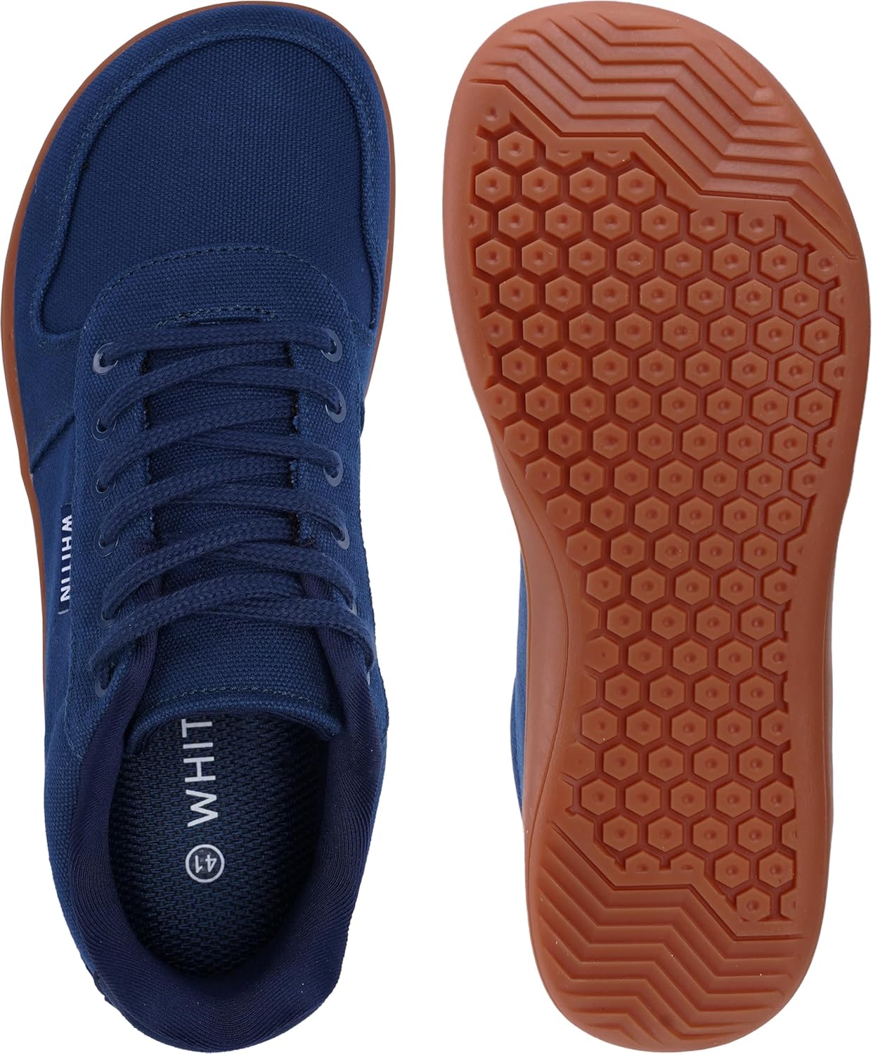 WHITIN Men's Wide Barefoot Shoes | Stylish Canvas Minimalist Sneakers | Zero Drop Sole