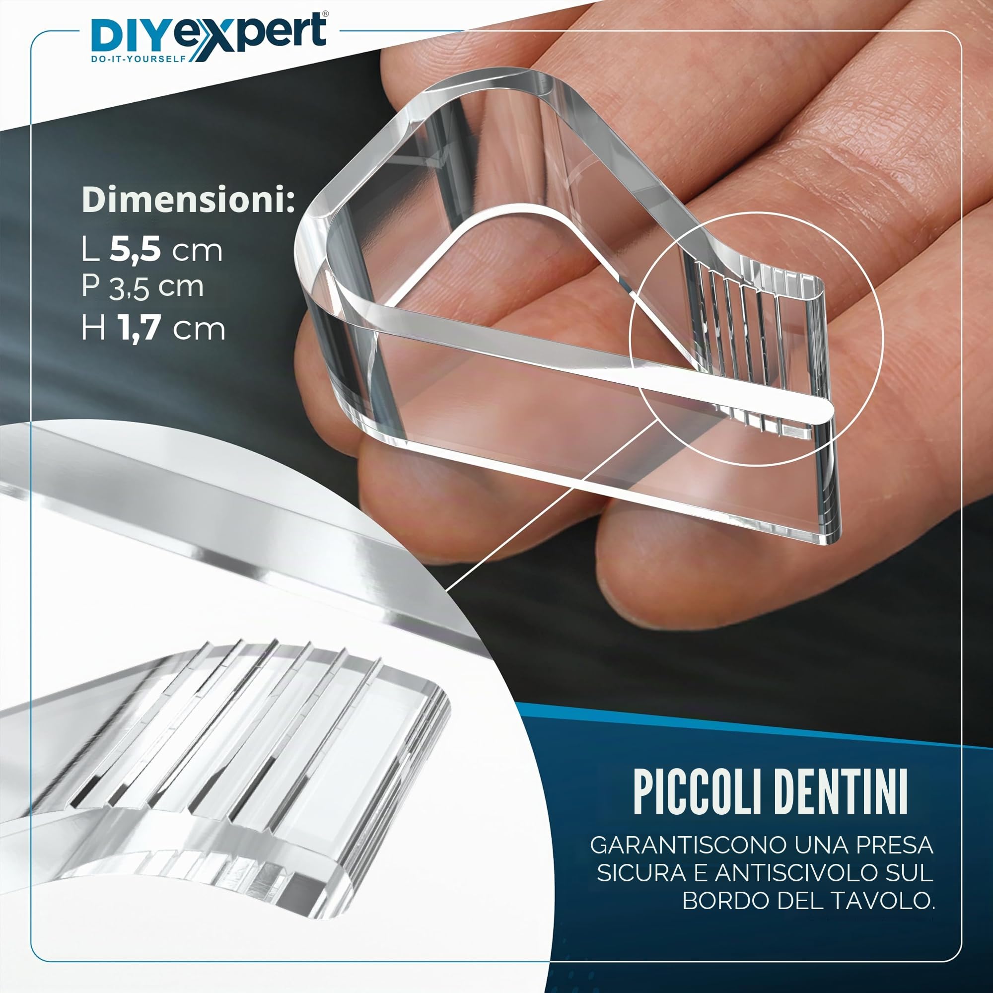 Mollette per tovaglia trasparenti 25 mm 4 pezzi antiscivolo resistenti alle intemperie Germania