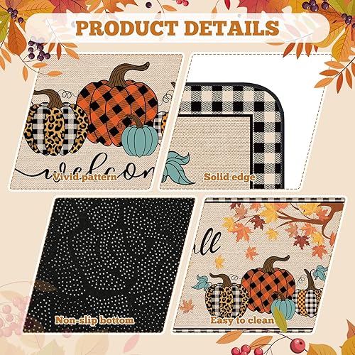 Miniatura 4 de Tapete de otoño para cocina, diseño de calabaza de Acción de Gracias, tapete para puerta delantera de automóvil, para decoración de otoño, hogar,