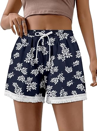 BETTE BOUTIK Womens Summer Shorts Casual Elastic Waist Lounge Shorts Comfy Trendy Beach Shorts