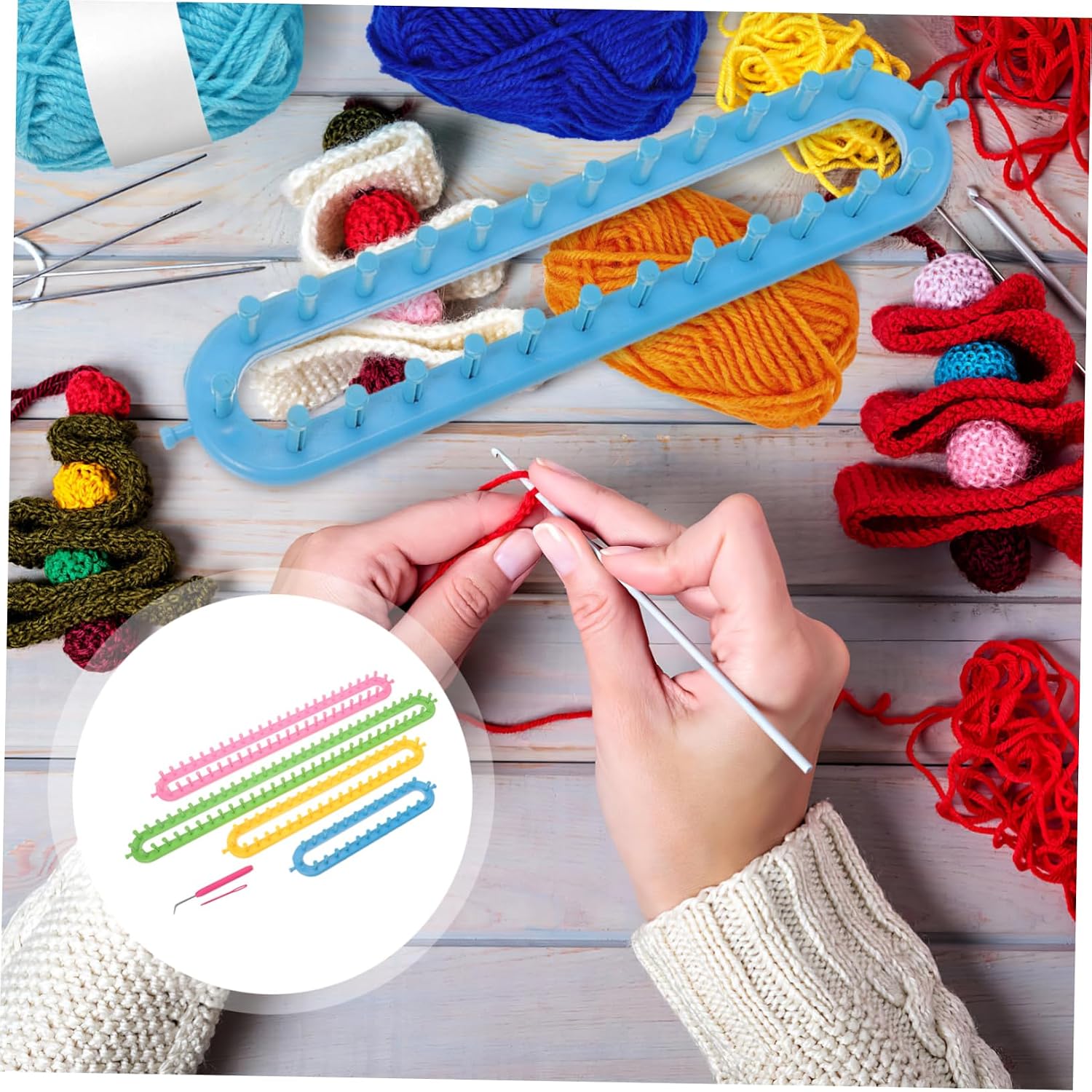 PHENOFICE DIY Knitting Loom for Scarves and Hats Plastic Weaving Tool for Beginners and Professionals for Crafting Sweaters Shawls and Blankets