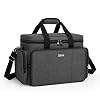 BAFASO Large Makeup Bag Cosmetic Bag with Removable Dividers, Travel Makeup Case Holds Cosmetics and Hair Supplies, Gray