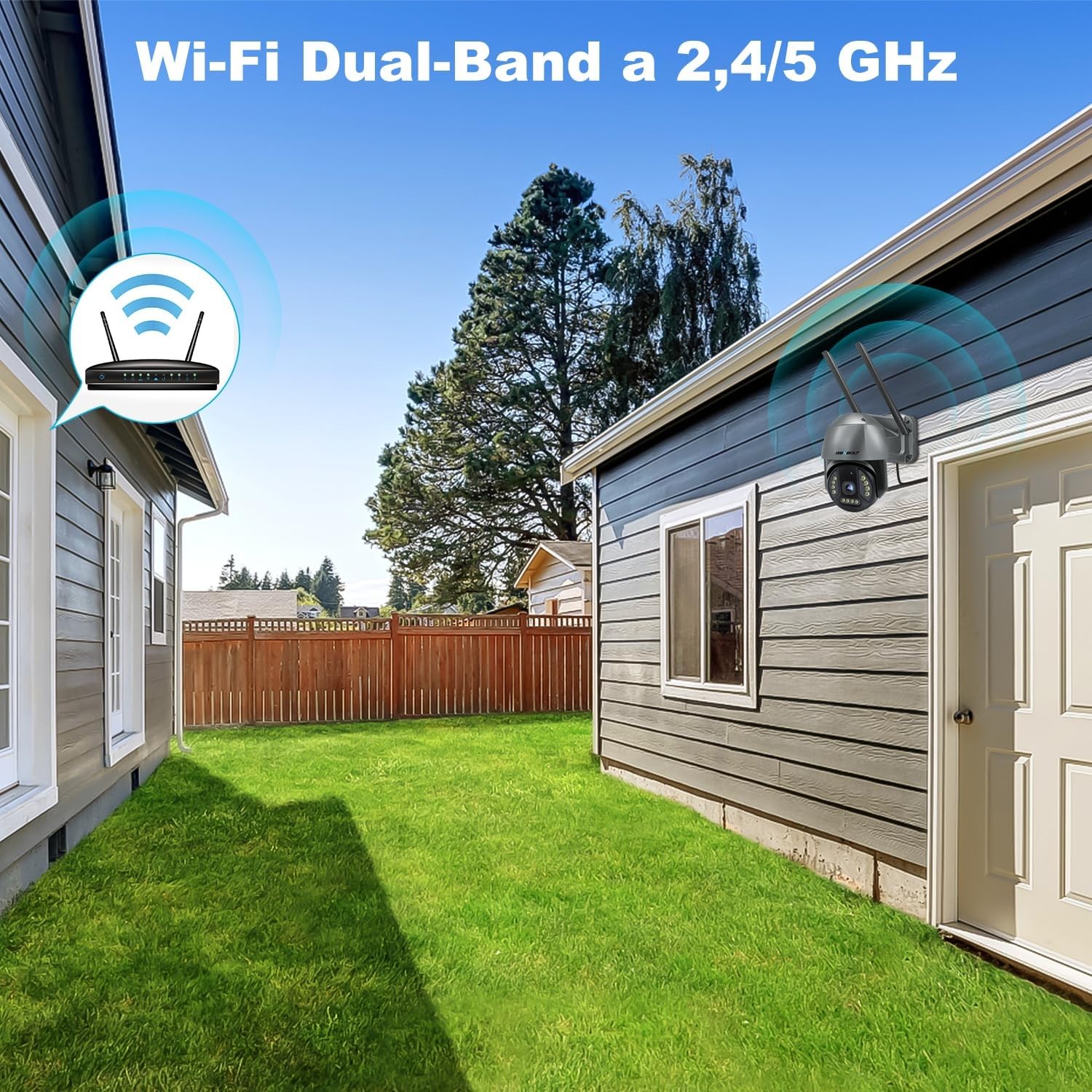 GENBOLT 4K PoE Telecamera Wi-Fi Esterno, 8MP PTZ Videocamera Sorveglianza | Rilevamento Persone/Veicoli, Registrazione 24/7, Inseguimento Auto, Visione Notturna Colore