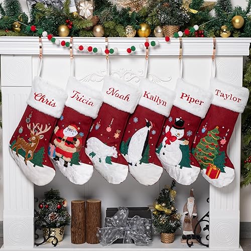 Miniatura 1 de GEX Calcetines de Navidad personalizados para la familia, 2023, 20 pulgadas, nuevo nombre personalizado, decoración clásica bordada para chimenea,