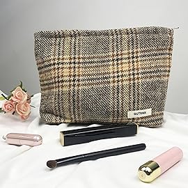 GUTGNK Women\'s Plaid Travel Cosmetic Bag - Small Skin Care Cosmetic Change and Wash Convenient Handbag With Zipper Storage