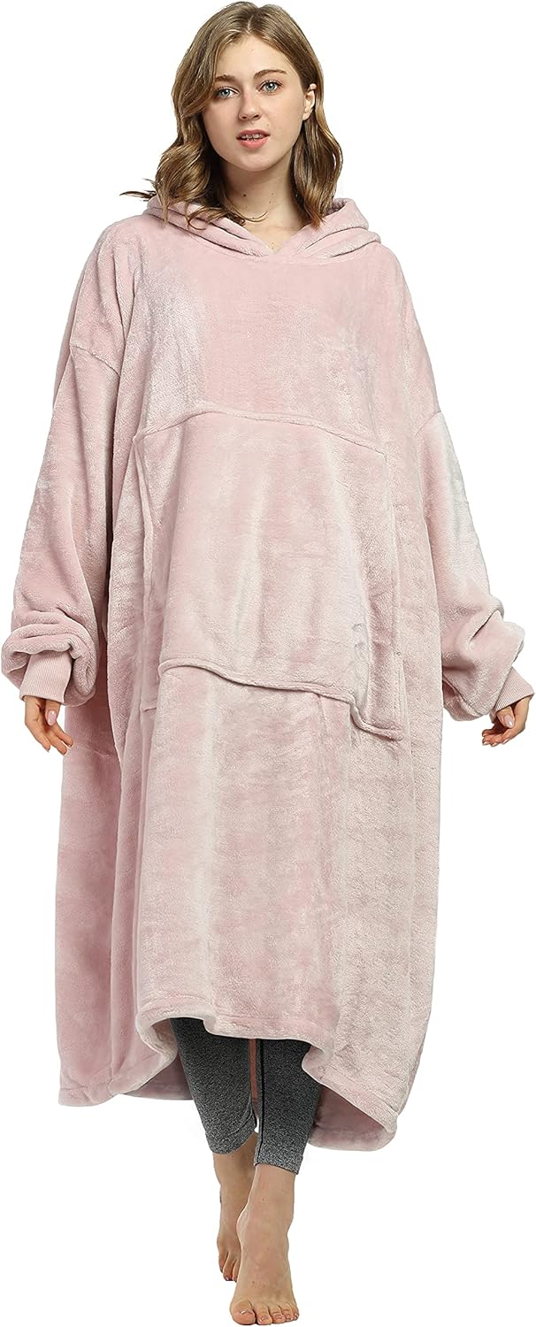Catalonia Classy Extra Long Hoodie Blanket Oversized,Super Soft Fleece