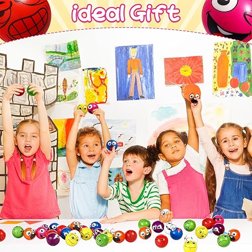 Miniatura 5 de Libima 100 bolas de estrés facial de 2 pulgadas para adultos, grandes, divertidas, para apretar, colorido, emoción, bola de estrés para niños,
