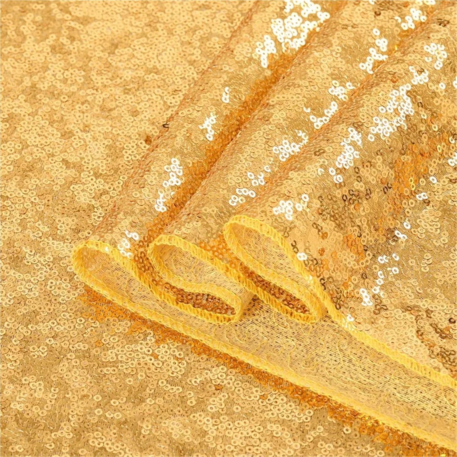 Black and Gold Round Tablecloth 2pcs Sequin Tablecloth Table Cover Overlay for Wedding Baby Birthday Cake Holiday Banquet Decoration(Rose Gold,50inch X 50inch)