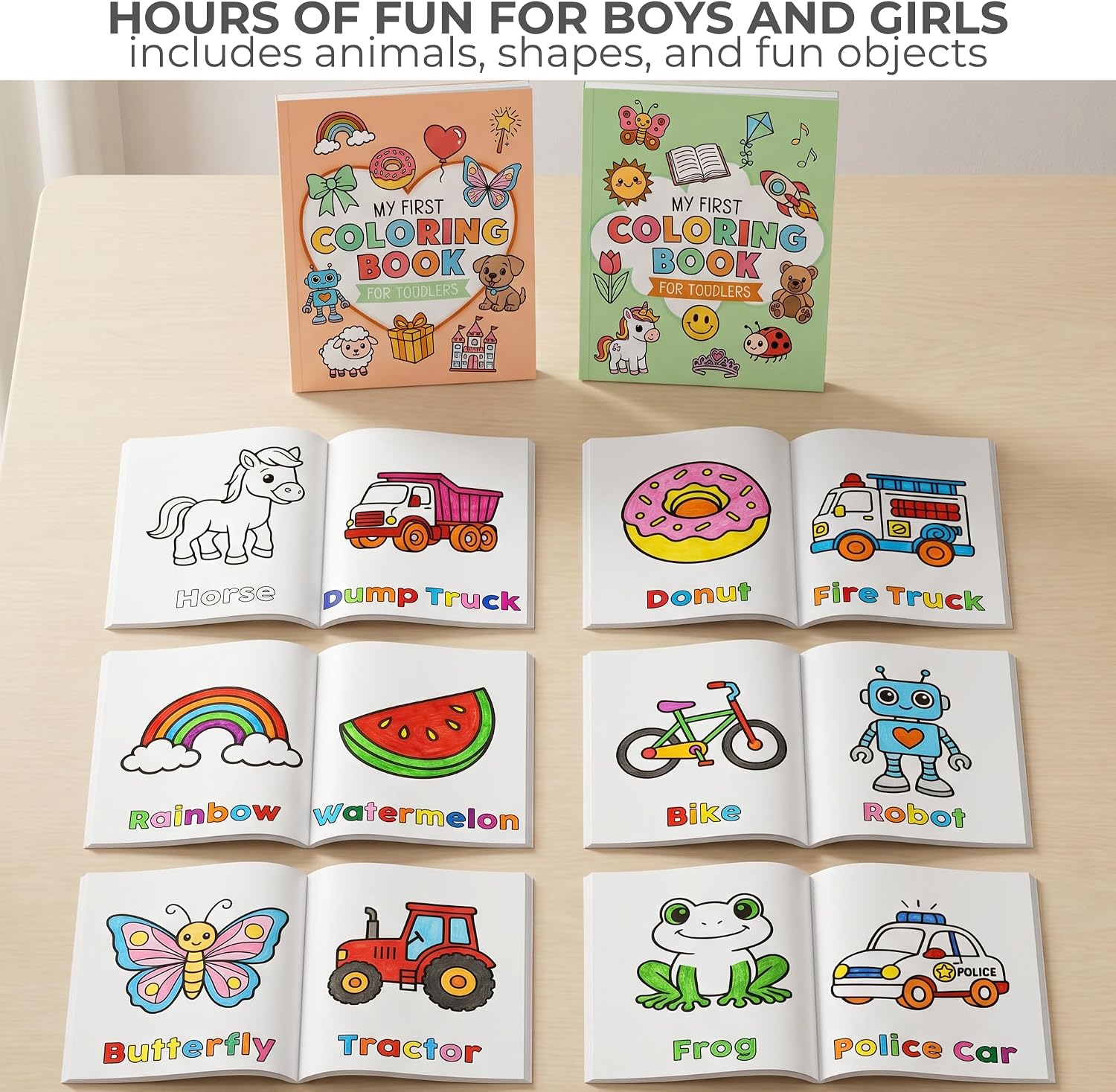 Fun Coloring Book for Toddlers - Set of 2 My First Toddler Coloring Books