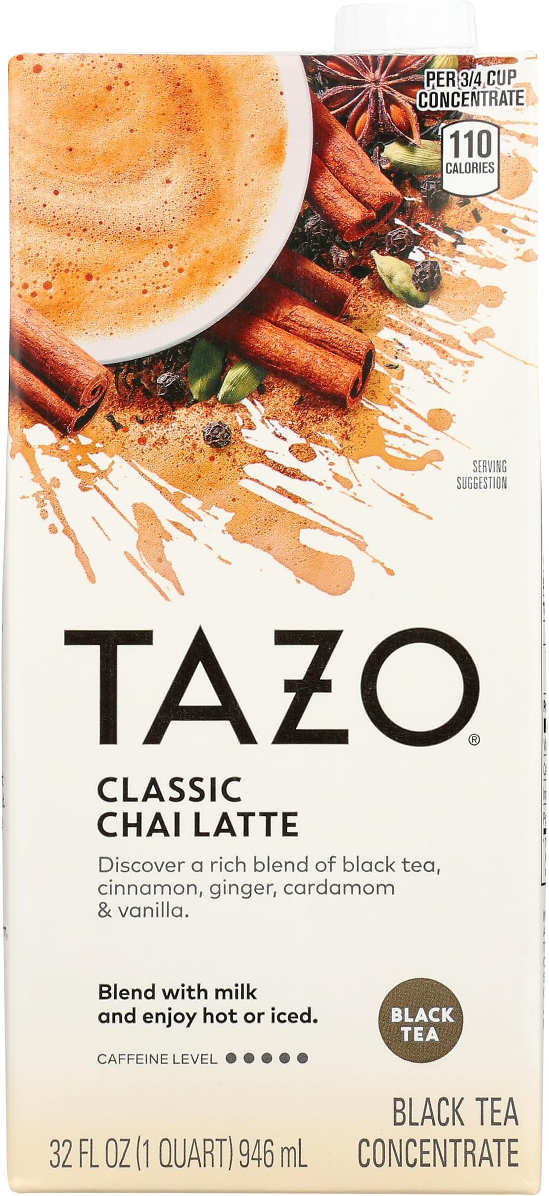 TAZO Classic Chai Latte Concentrate, 32 oz Carton