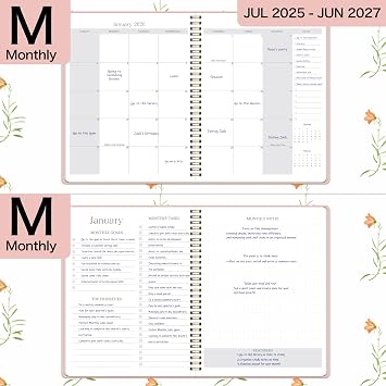 2026-2027 Monthly Planner, Jan 2026-June 2027, A4 (8.5 x 11), 2 Year Monthly Planner, 24 month Calendar, Simple Calendar Planner Notebook Cardboard Cover, Suitable for Schools & Offices, Pink