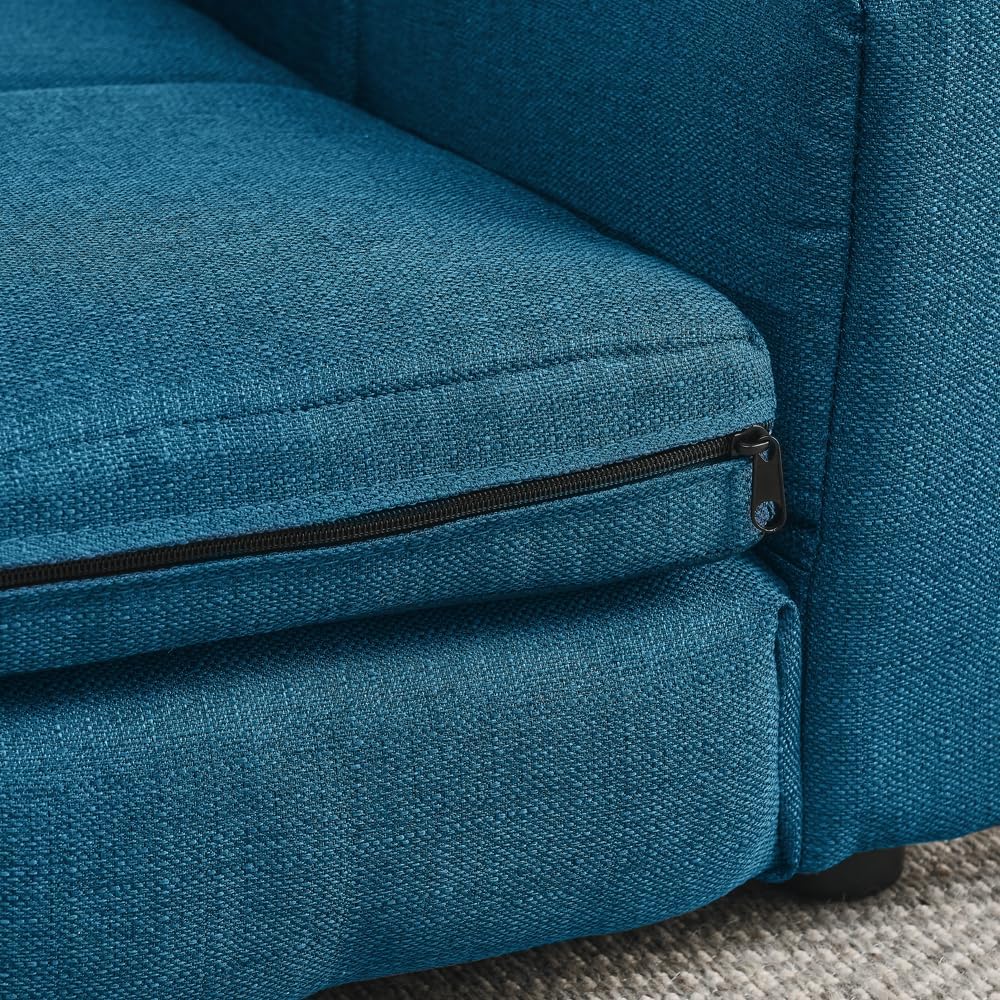 Elevated Dog Sofa Bed for Large and Oversized Dogs, Durable Linen Fabric Pet Sofa with Armrests and Backrest, Comfortable Modern Dog Bed, 51" L x 28" W x 17.5" H, Dark Blue