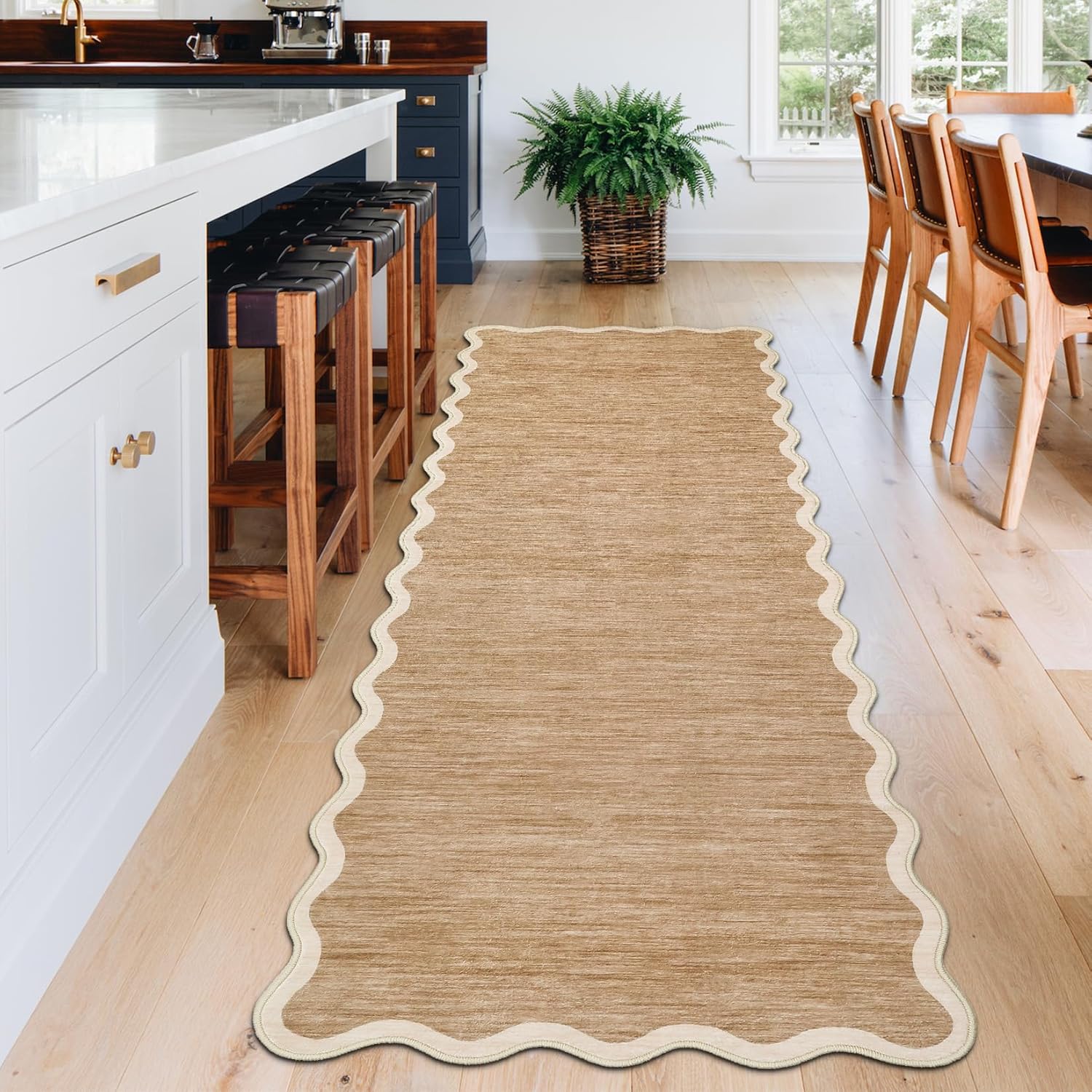 garveehome scalloped washable runner rug 2x6 runner non slip kitchen rugs modern entryway rug farmhouse soft bathroom rugs stain resistant carpet for hallway laundry bedroom (similar to photo)


