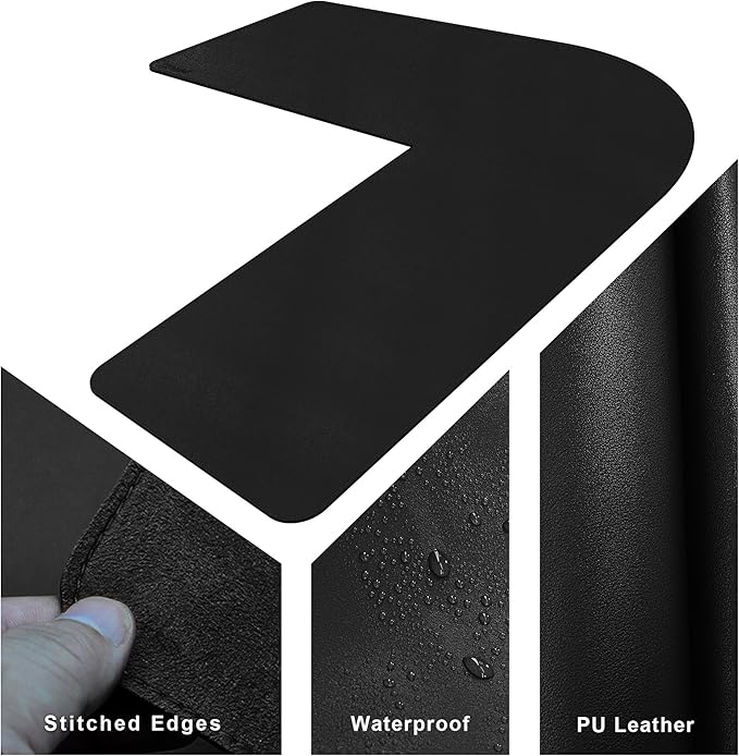 CENNBIE Escritorio en L de Cuero Doble Cara 35.5x43.3x13 in Negro miniatura 4