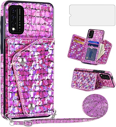 Miniatura 9 de Asuwish Funda para teléfono T-Mobile Revvl V+ 5G con protector de pantalla y tarjetero Bling Glitter Cell Tmobile RevvlV+5G T Mobile Revell V+5G TCL
