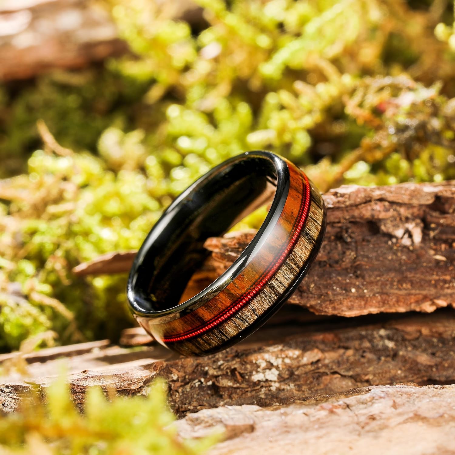 King Will Tungsten Wedding Band for Men 8mm Domed Ring Arrow/Guitar String Inlay Promise Ring for Him Comfort Fit - Image 2