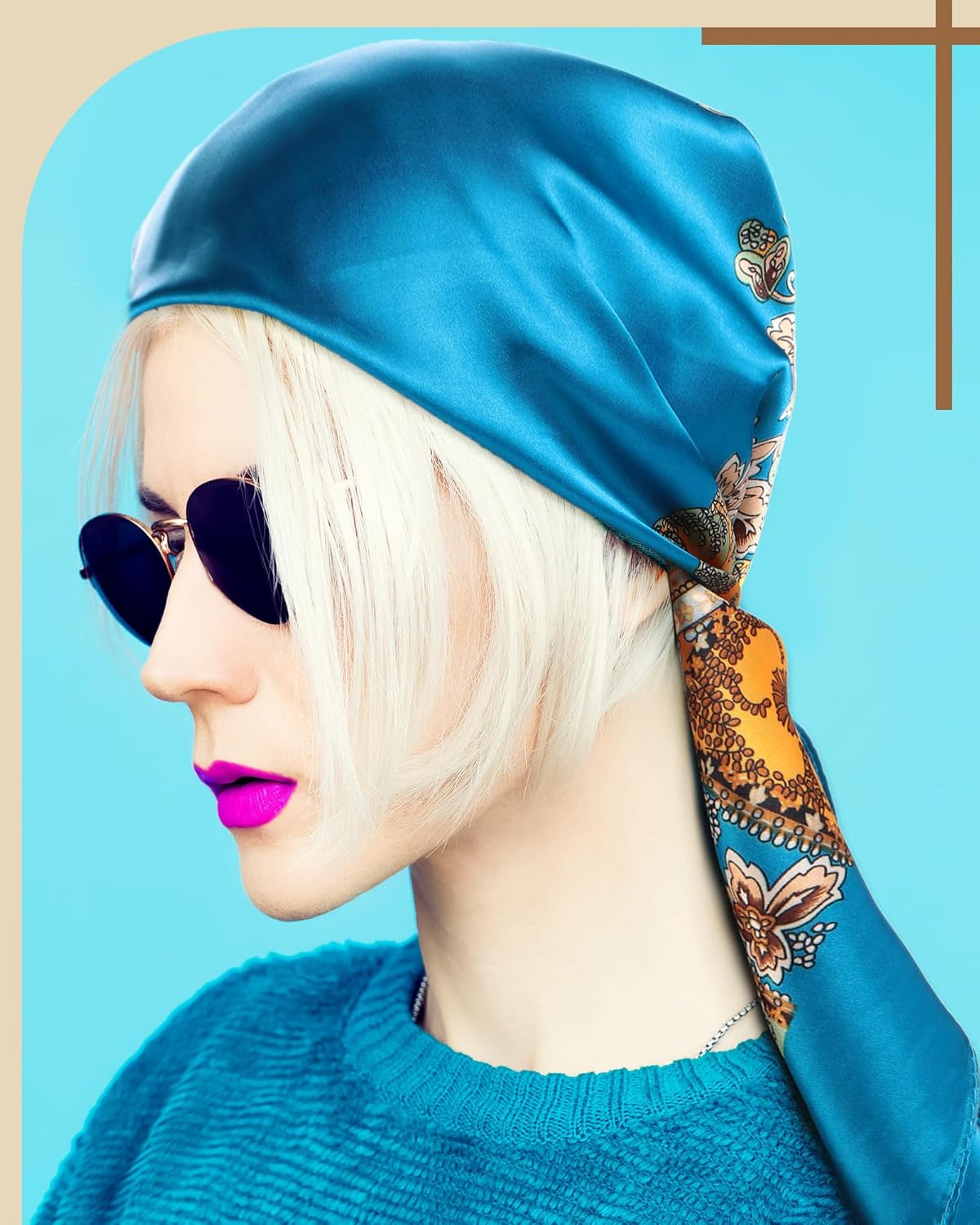 Liitrsh 24 Pcs 35 Inch Satin Large Head Scarves for Women Silk Head Wrap Vintage Bandanas Square for Women, 24 Designs - Image 5