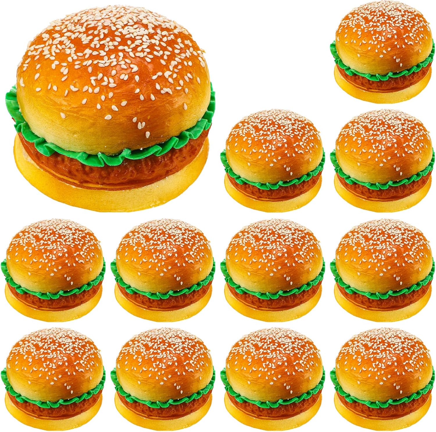 12 Pcs Artificial Hamburgers Realistic Fake Food Bread Model Photography Prop for Kitchen Food Fake Display Home Kitchen Party Decoration