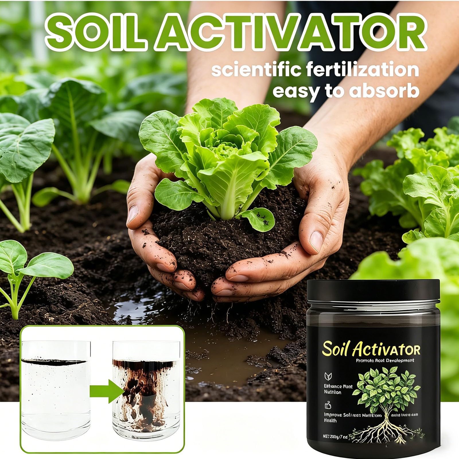 Activateur de sol, activateur de sol pour plantes, formule hydrosoluble, stimule le développement racinaire des légumes, des fleurs, des plantes de pelouse, amendement du sol (3pcs)
