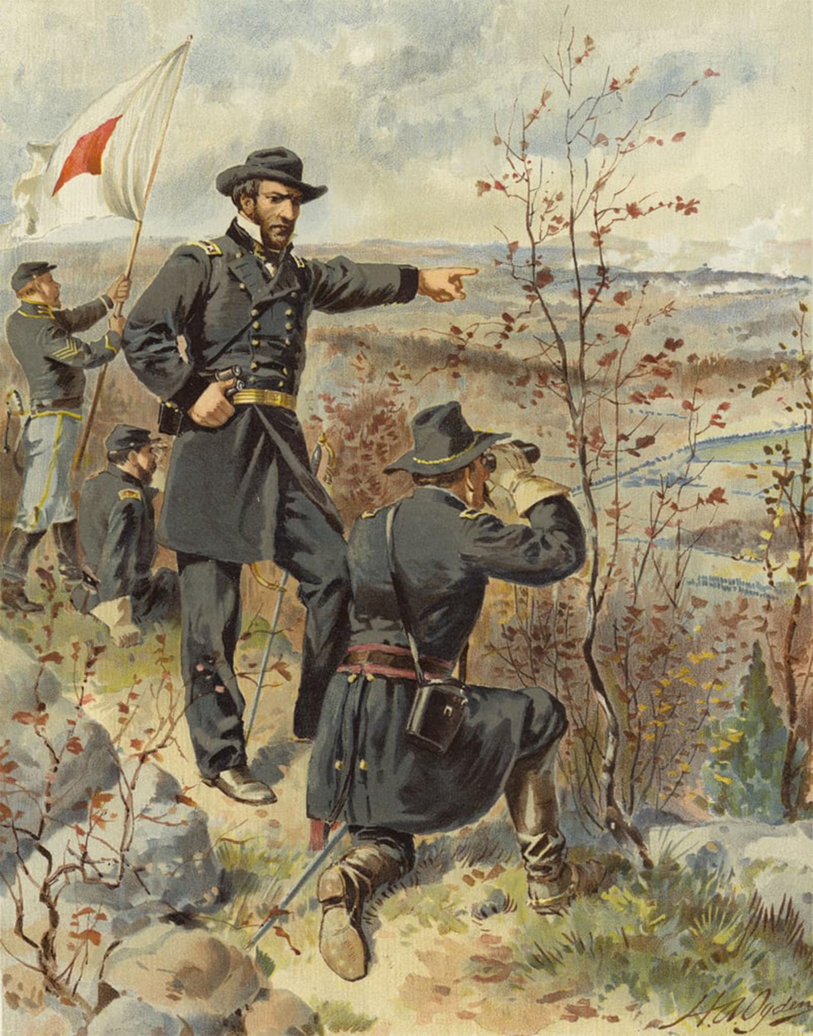 POSTERIIk Vintage Print Pop Art Landscape Artwork Sherman At Kenesaw Mountain October by Henry Alexander Ogden Art Prints for Office Home Decor 60x90cm