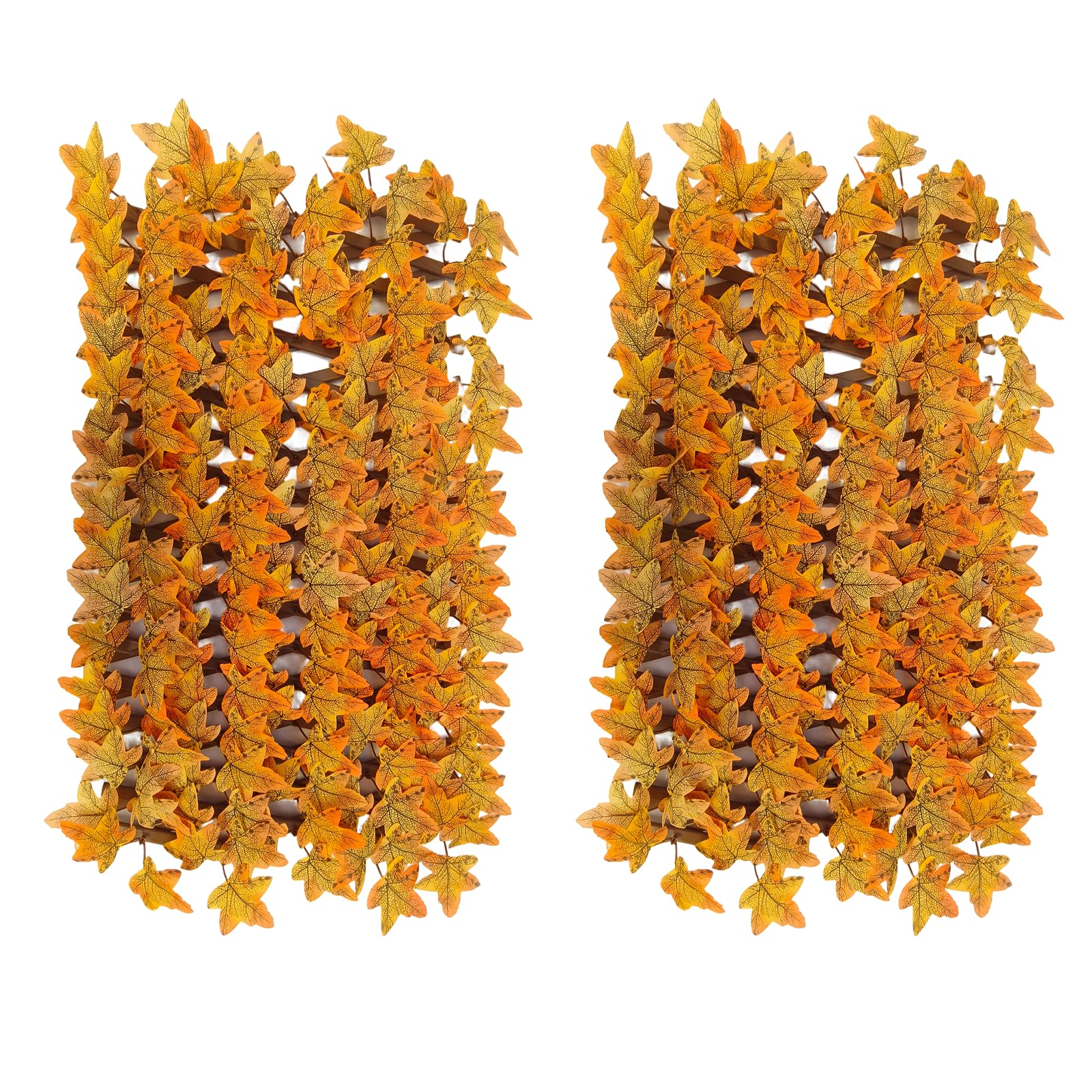 Artificial Ivy Fence Screening, Autumn Maple Leaves Fences, Garden Privacy Hedge Screen, Privacy Fence Screen Artificial Hedge Screening for Garden, Balcony, Outdoor, 200x30cm (2PCS)