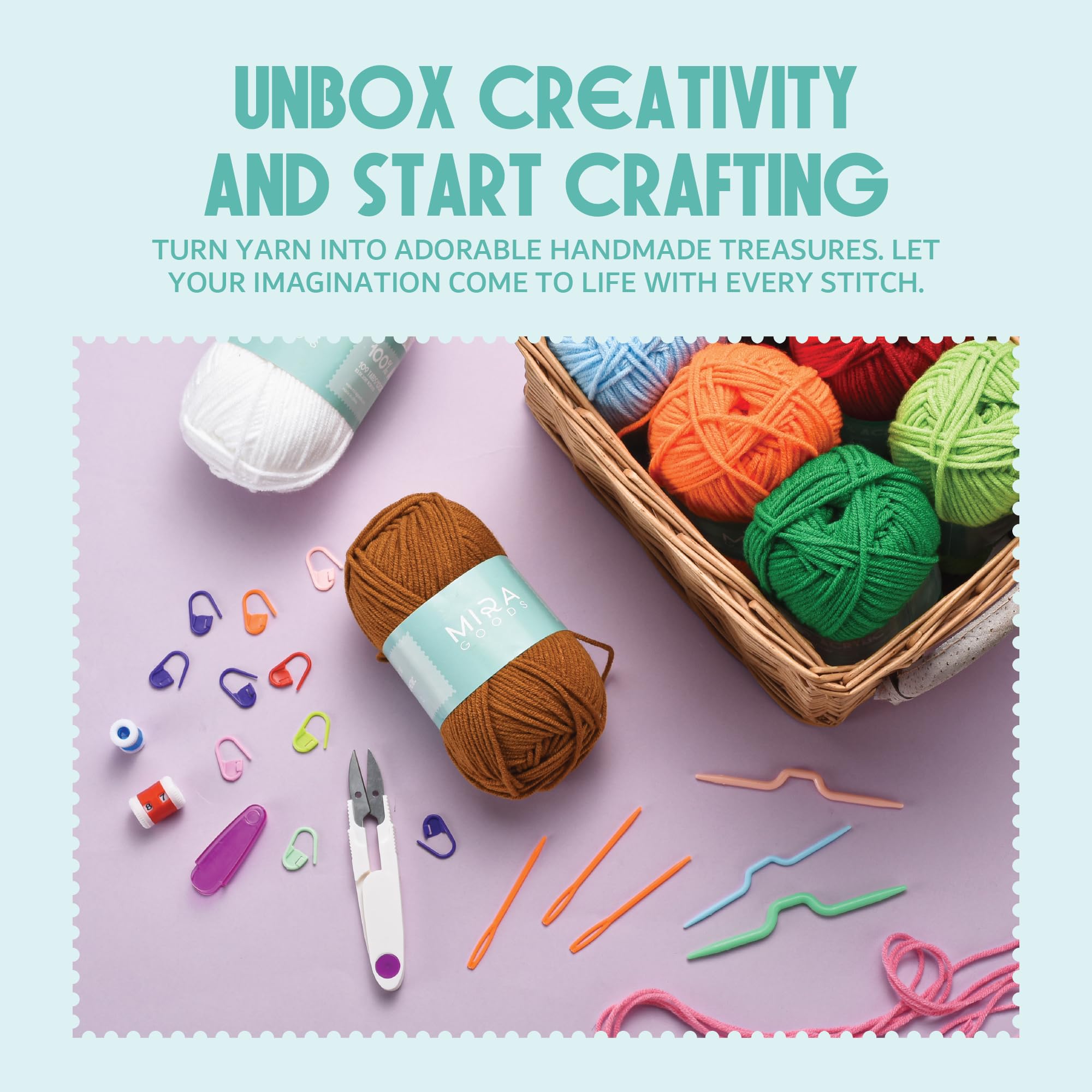 Beginner Crochet Kit - Acrylic Yarn & Tools -6 Beginner Crochet Kit - Acrylic Yarn & Tools -6