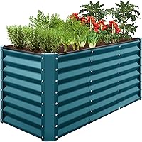 Vista 73 de Best Choice Products Cama de jardín elevada de metal para exteriores de 6 x 3 x 2 pies, maceta de raíces profundas para verduras, flores, hierbas