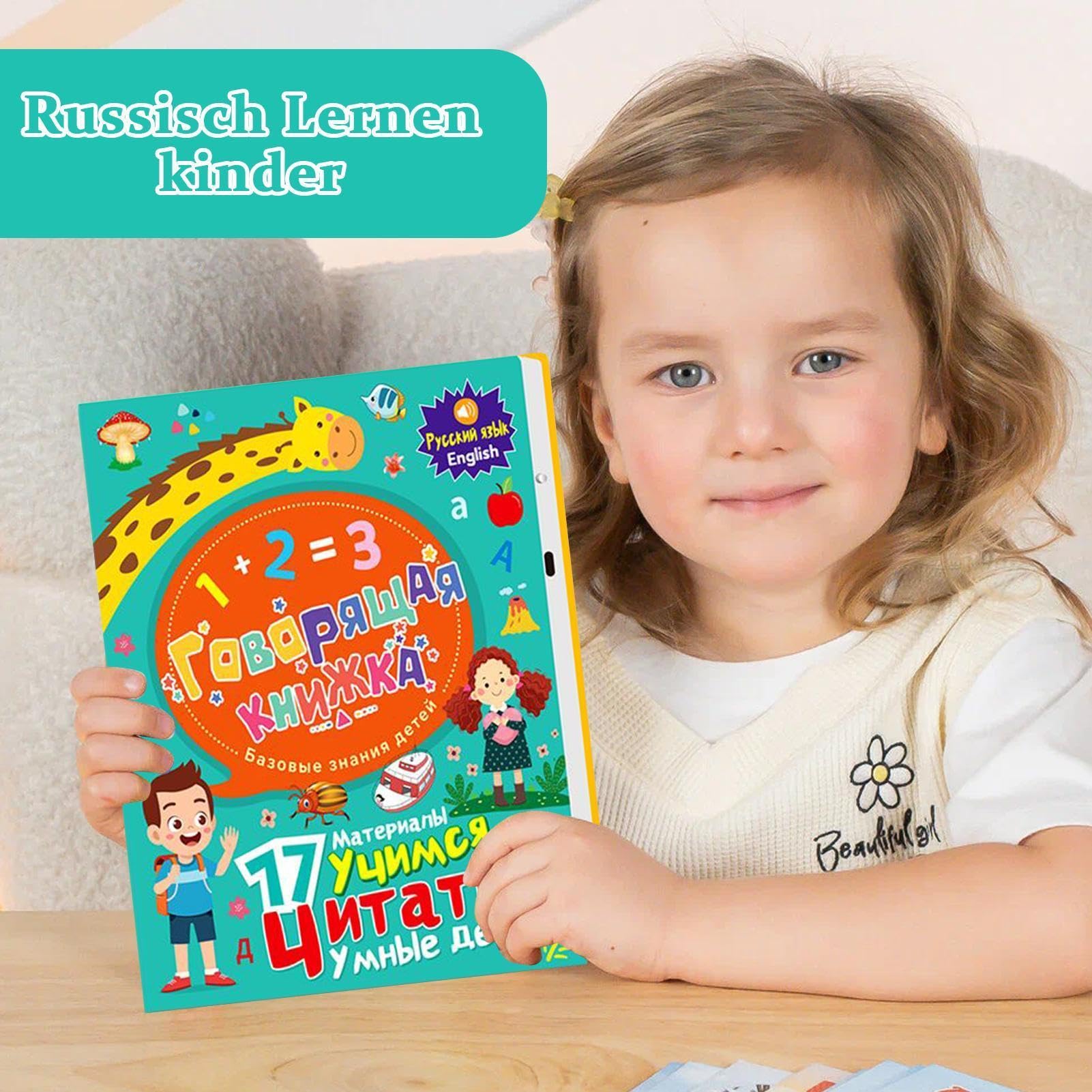 Libro educativo con lettere elettroniche russe e numeri | Libro di vocabolario russo per bambini di età compresa tra 3 e 8 anni, principianti, apprendimento precoce, casa, scuola
