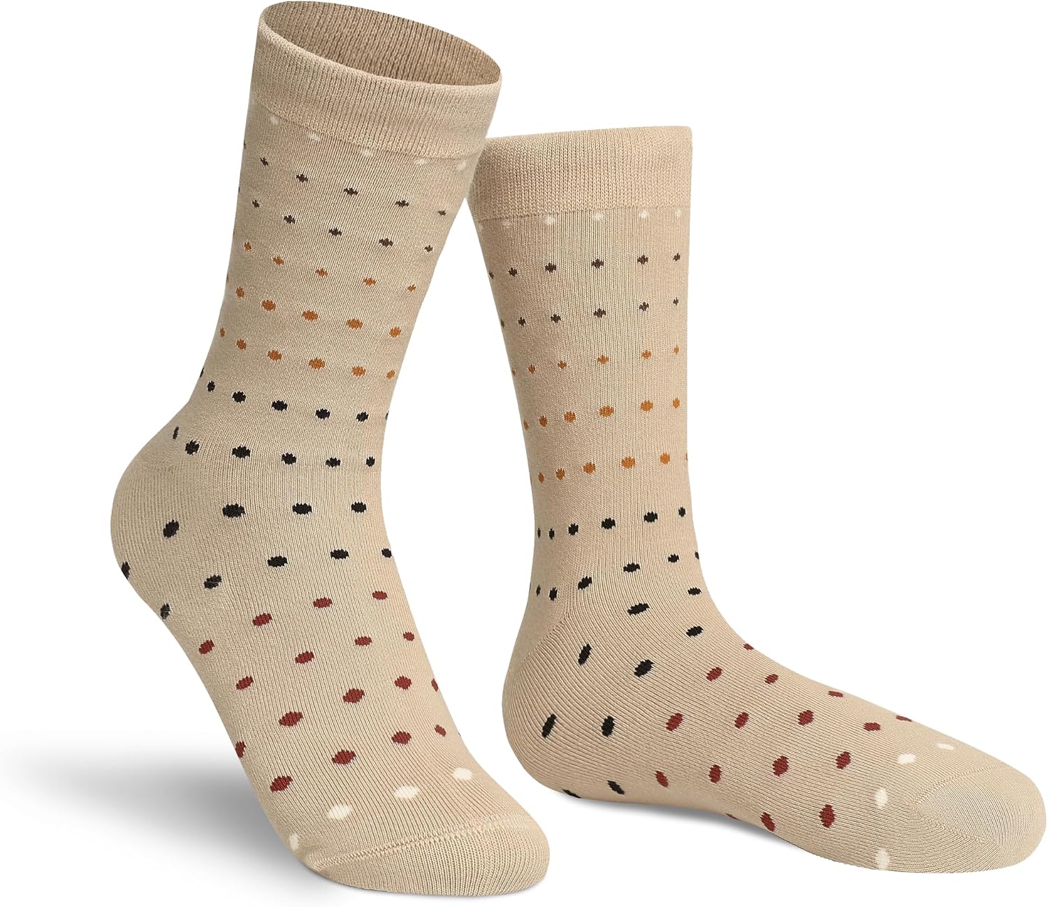 Women's Novelty Crew Socks 4 Pairs Retro Patterns Prints Socks with Stripes and Polka Dots