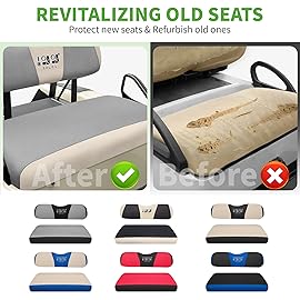 10L0L Golf Cart Seat Covers Kit - Universal Fit for EZGO TXT/RXV Front Seats | Breathable Mesh Fabric | Easy Installation | Gray & Beige (No Staples Required)