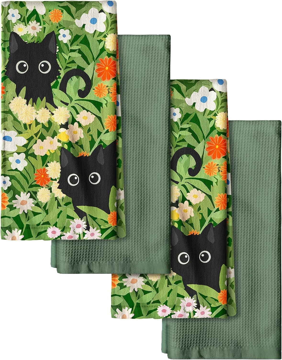 Miss Adola Fall Cotton Kitchen Towels Set of 2, 18x28, Glittering Pumpkin