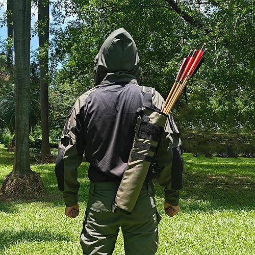 Miniatura 17 de KRATARC Carcaj de flechas traseras ligeras de doble uso, plegable, compacta, con sistema Molle para disparar al blanco Negro - Diámetro 4 pulgadas