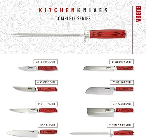 Miniatura 7 de BUBBA Kitchen Series - Acero afilador de 9" con revestimiento de diamante de primera calidad y perfectamente equilibrado para aumentar la vida útil