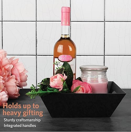 Miniatura 12 de Kit de cesta de vino de regalo de papel kraft con cesta vacía, bolsas, lazos dorados Navidad, Pascua, ocasiones Regalo para impresionar – Upper