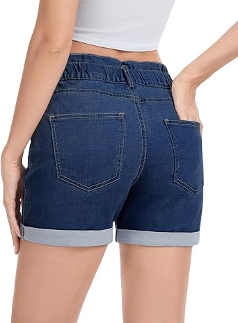 NebuKinex 2 Pack Women's High Waisted Stretchy Jean Shorts with Pockets