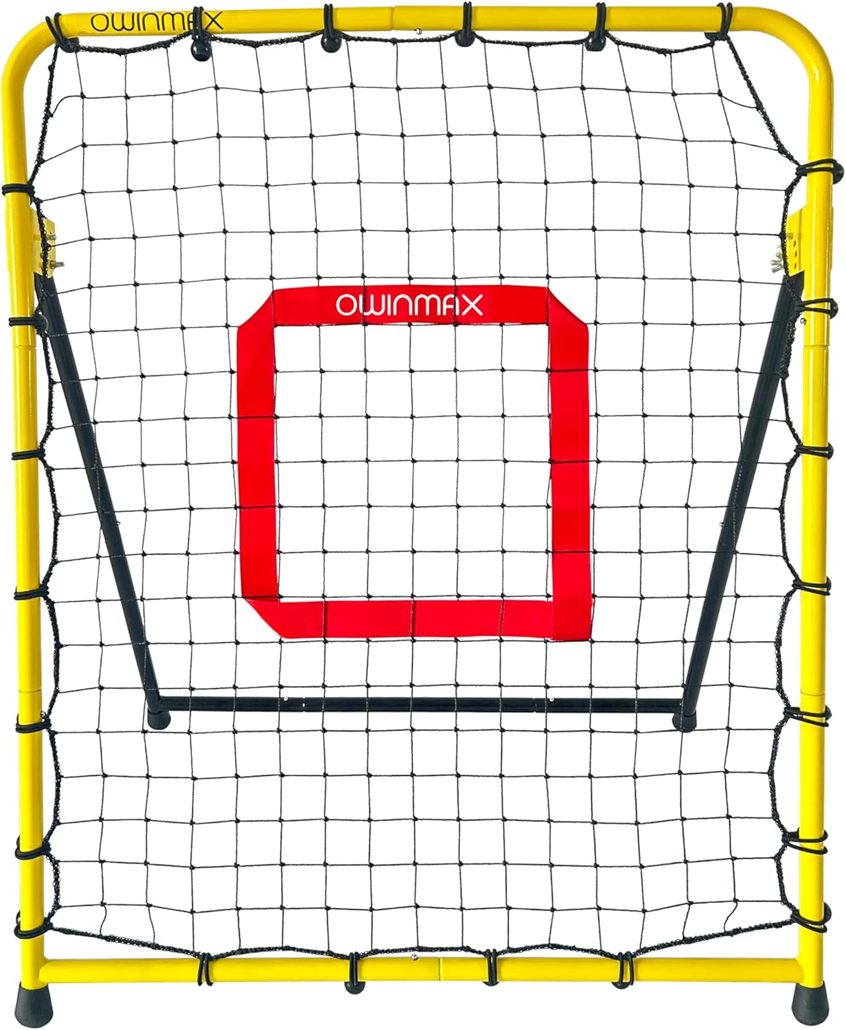 3x3.5 ft Baseball Pitchback Net, Rebounder Net, Solo Training Net, Pitching Return Trainer, Four Quick-Switch Return Angles, Yellow, Great for Kids and Youth