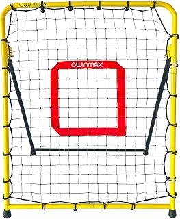 OwinMax 3x3.5ft Baseball Pitchback Rebounder Net - 4 Quick-Switch Angles, Portable Solo Trainer for Kids & Youth