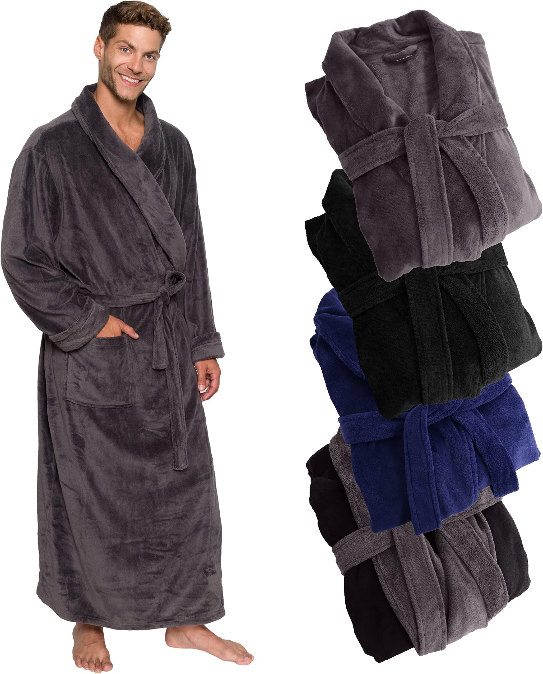Ross MichaelsMens Robe Big & Tall - Long Plush Sherpa Lined Fleece Bathrobe