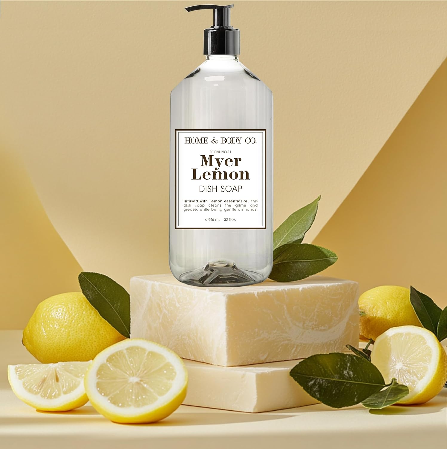 Home & Body Co. Sweet Basil and Meyer Lemon Dish Soaps, 32 fl oz, Set of 4