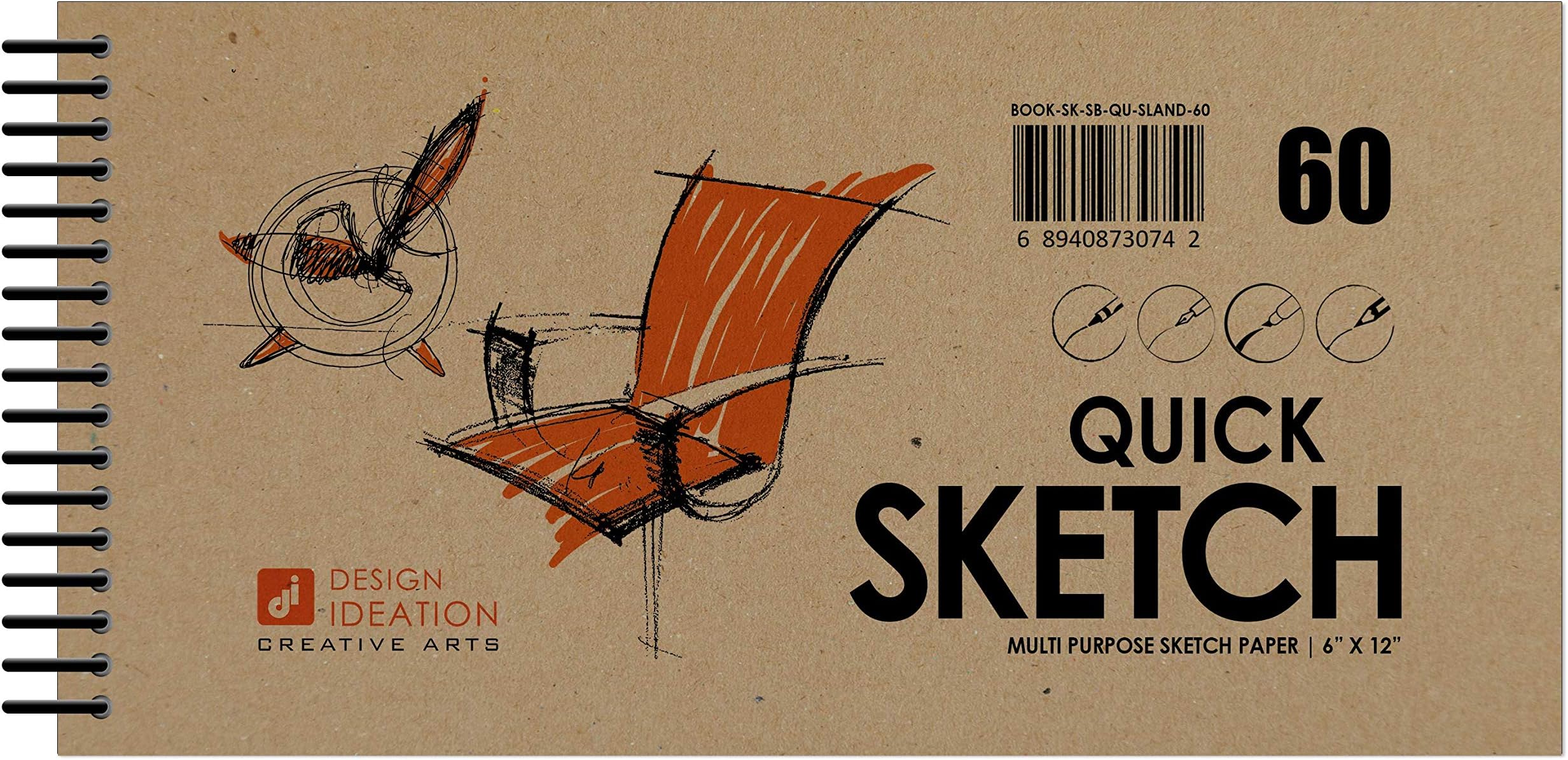 Design IdeationDesign Ideation Quick Sketch Book : Multi-Media Paper Sketchbook for Pencil, Ink, Marker and Charcoal. Great for Art, Design and Education. Ideal for Quick Sketching. Made in The USA. (6" x 12") (1)