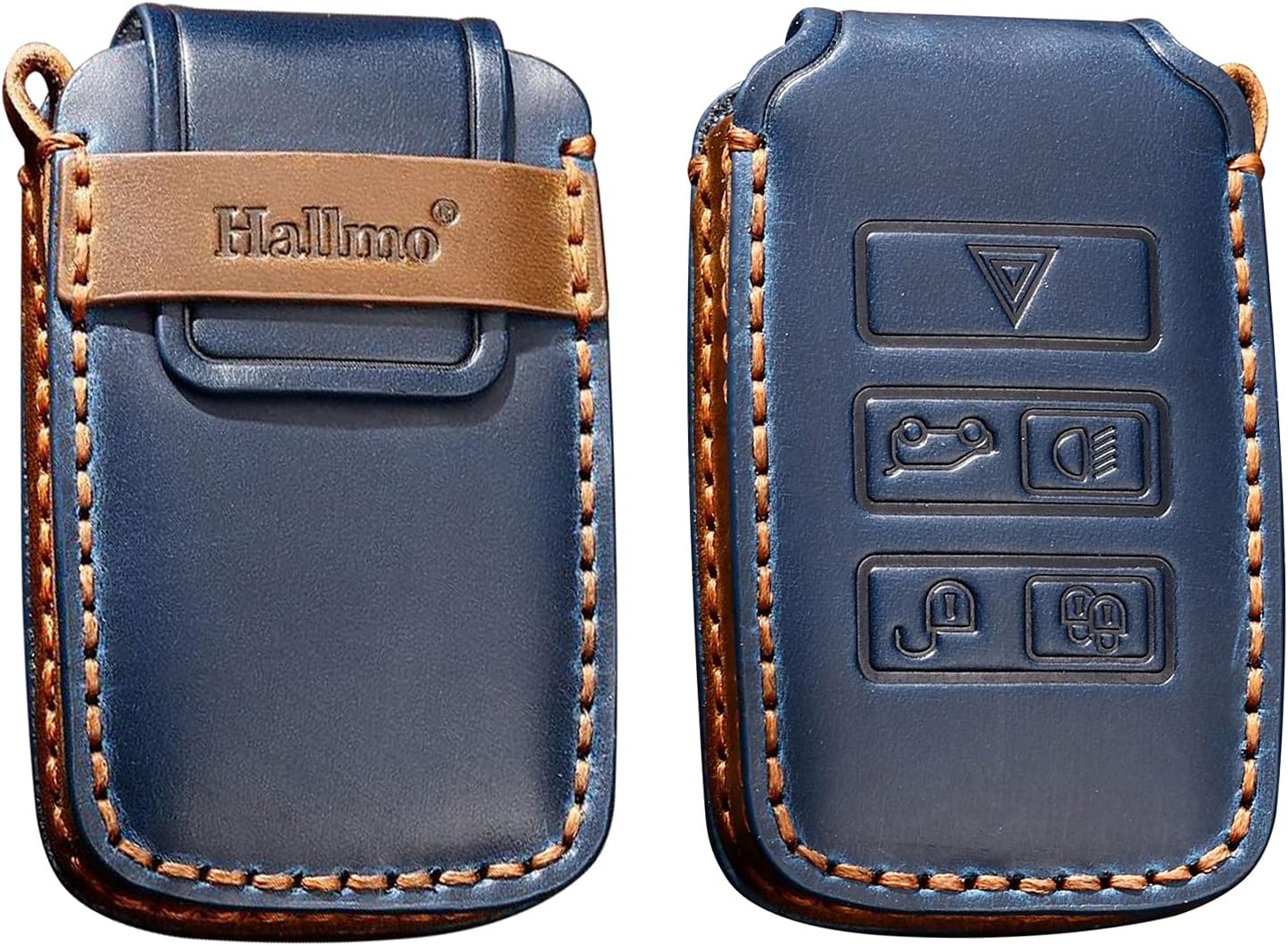 ontto Leather Key Fob Bag Fit for Land Rover Key Case Fit for Range Rover Full Protection Blue